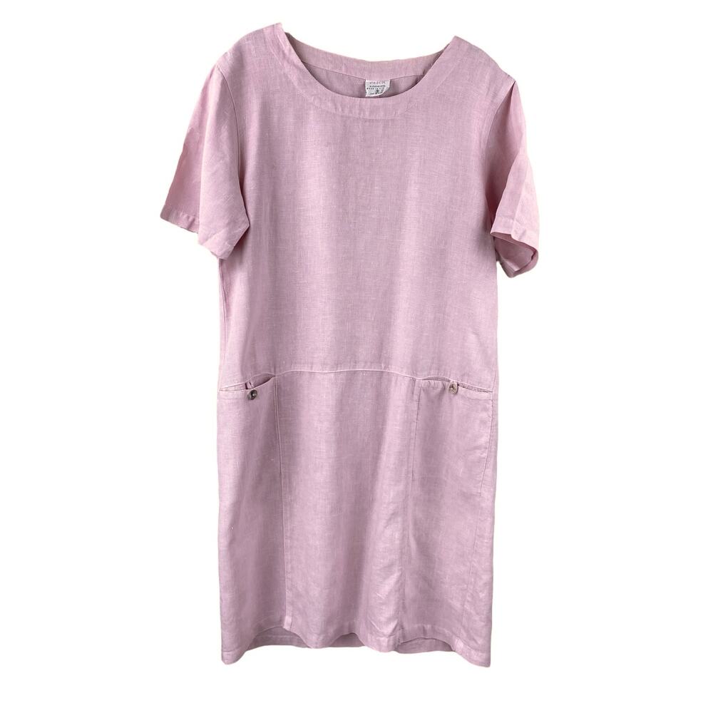 Color Me Cotton 100% Linen Dress Size S Pale Pink Summer